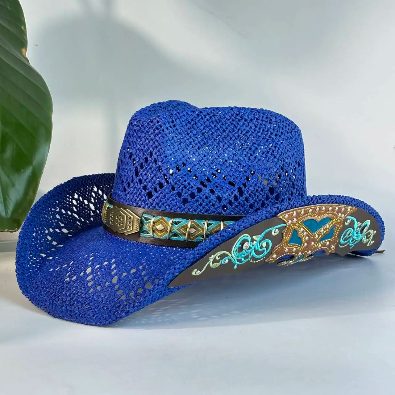 Vintage Red Hollow Crochet Cowboy Hat For Women