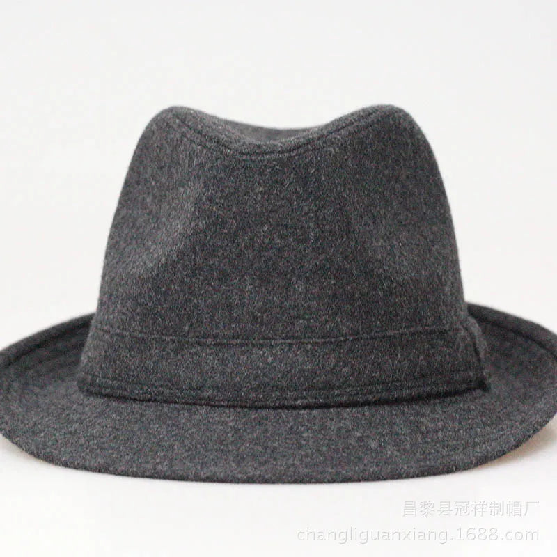 Winter Solid Woollen Fedoras For Men Top Jazz Hat