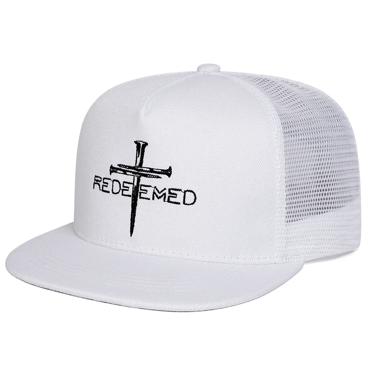 REDEEMED Cross Embroidery Casual Snapback Cap