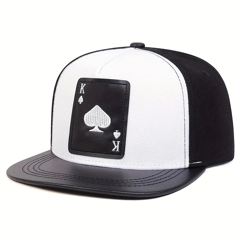 Poker Spades K Embroidered Unisex Hip-Hop Snapback Cap
