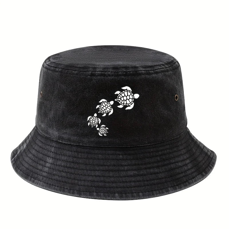 Printed Turtle Washed Bucket Hat