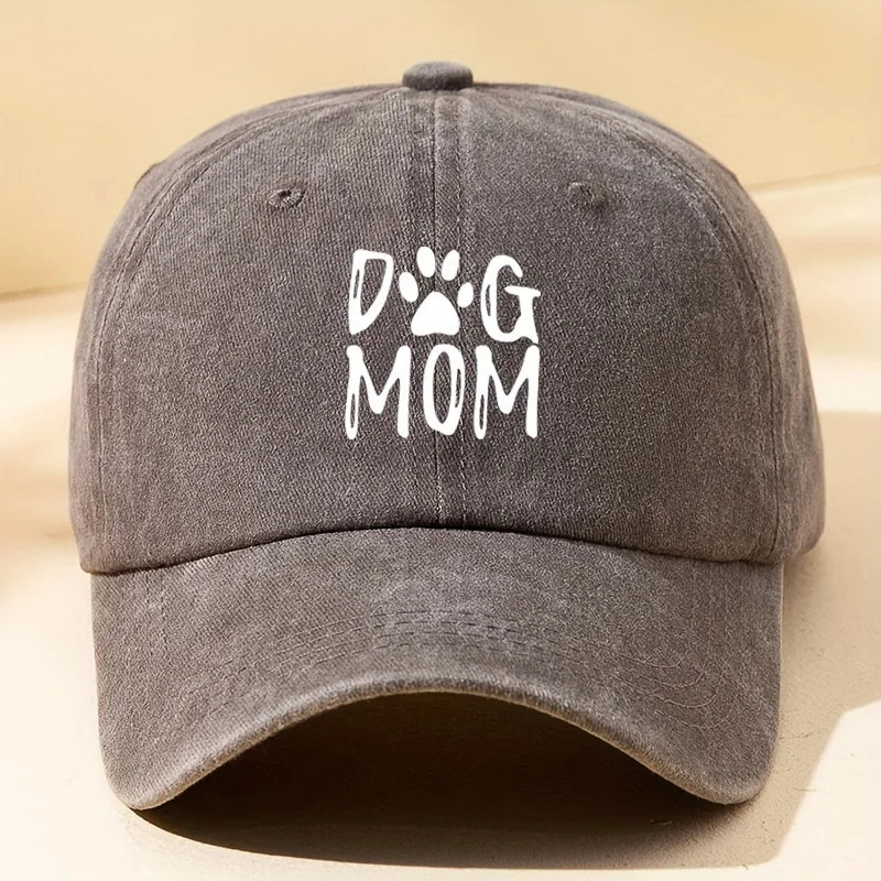 Classic Washed Retro Dog Mom Printed Baseball Cap