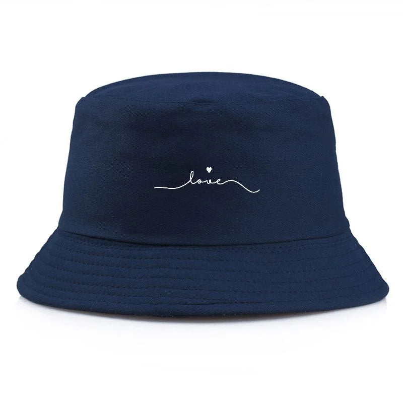 Vintage Love Embroidery Cotton Bucket Hat