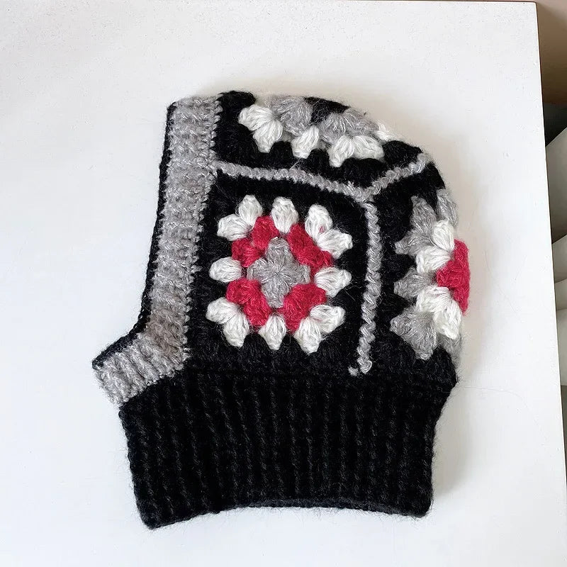 Women Crochet Balaclava Knitted Hooded Hat