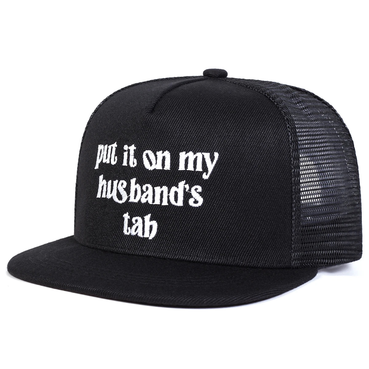 Put It On My Husband Tab Embroidered Snapback Cap