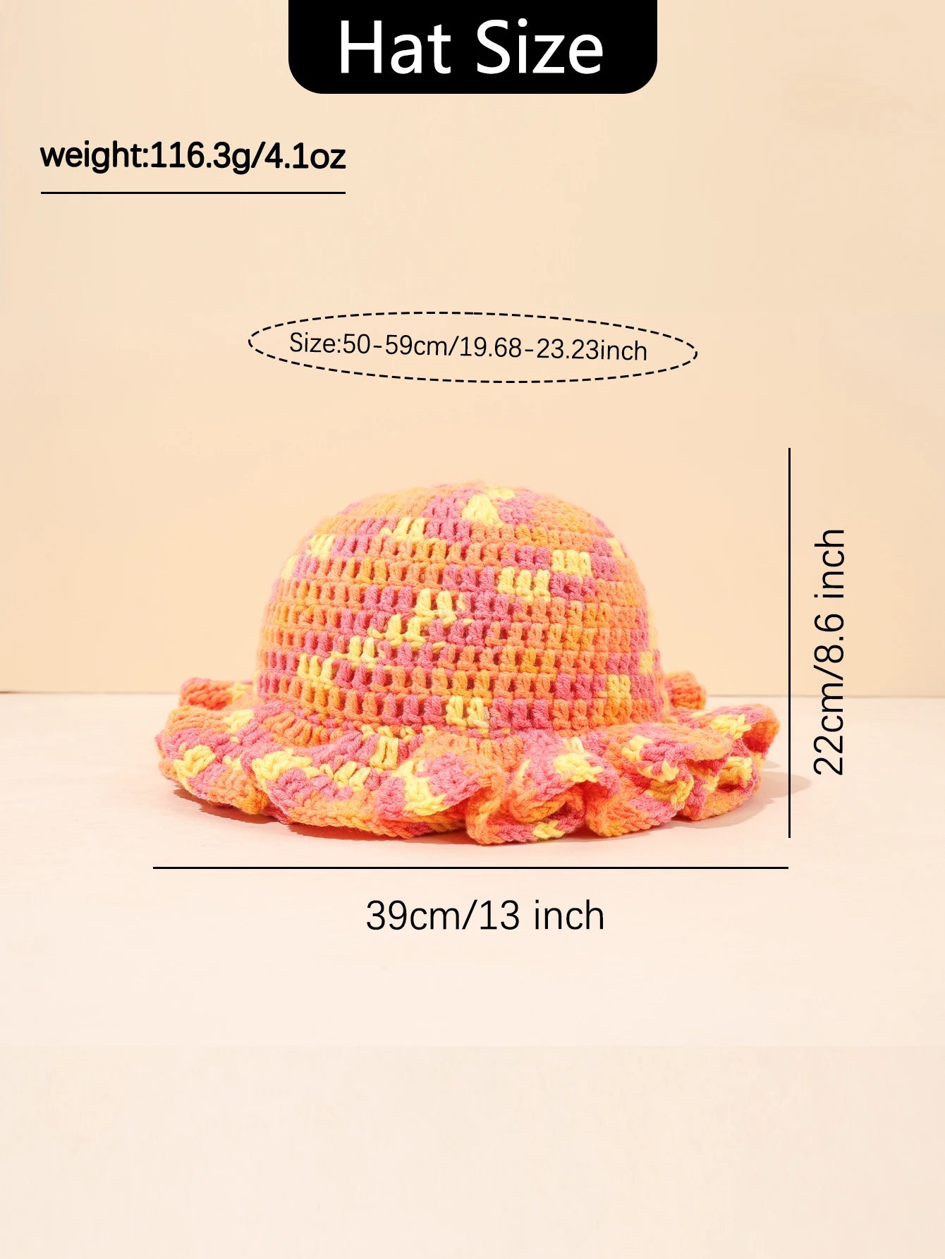 Women Vintage Orange Pink Woven Straw Bucket Hat