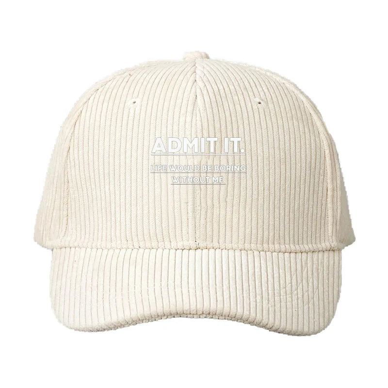 Men Women Corduroy Baseball Cap Humor Slogan Sun Protection Outdoor Adjustable Dad Cap Inspired Fashion Gift Sun Hat Streetwear