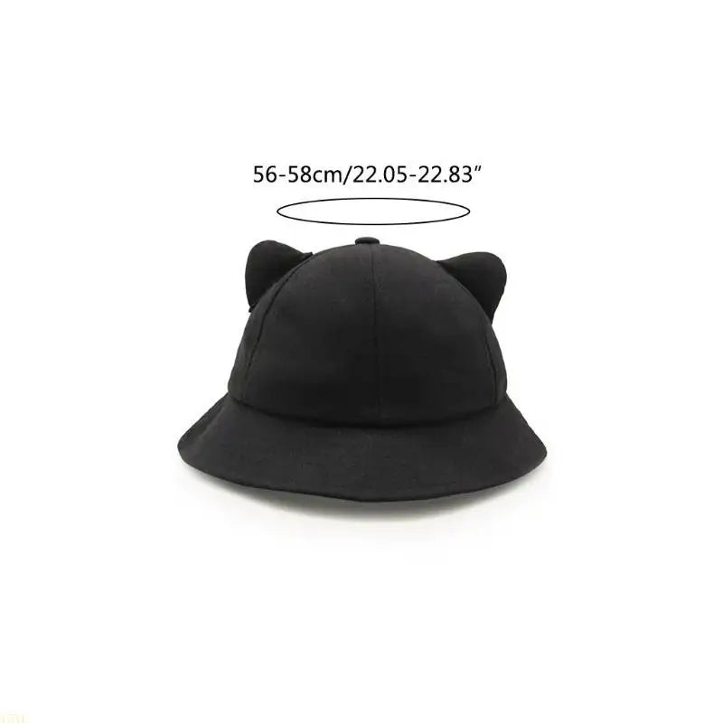 15Yc Lovely Fisherman Hat Cats Ear Tail Bucket Hats