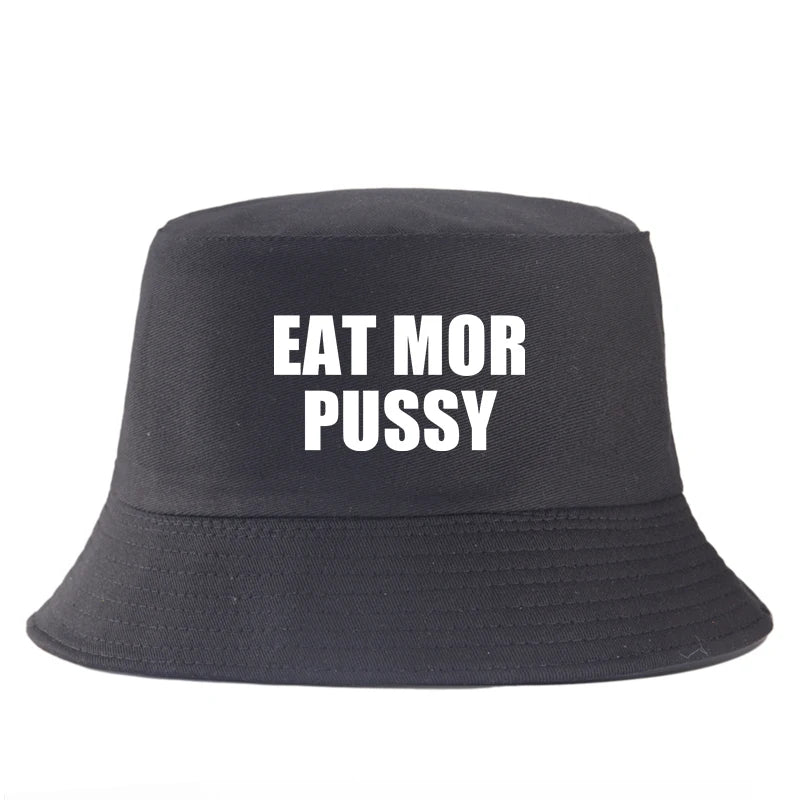 Eat Mor Pussy Funny Slogan Reversible Bucket Hat