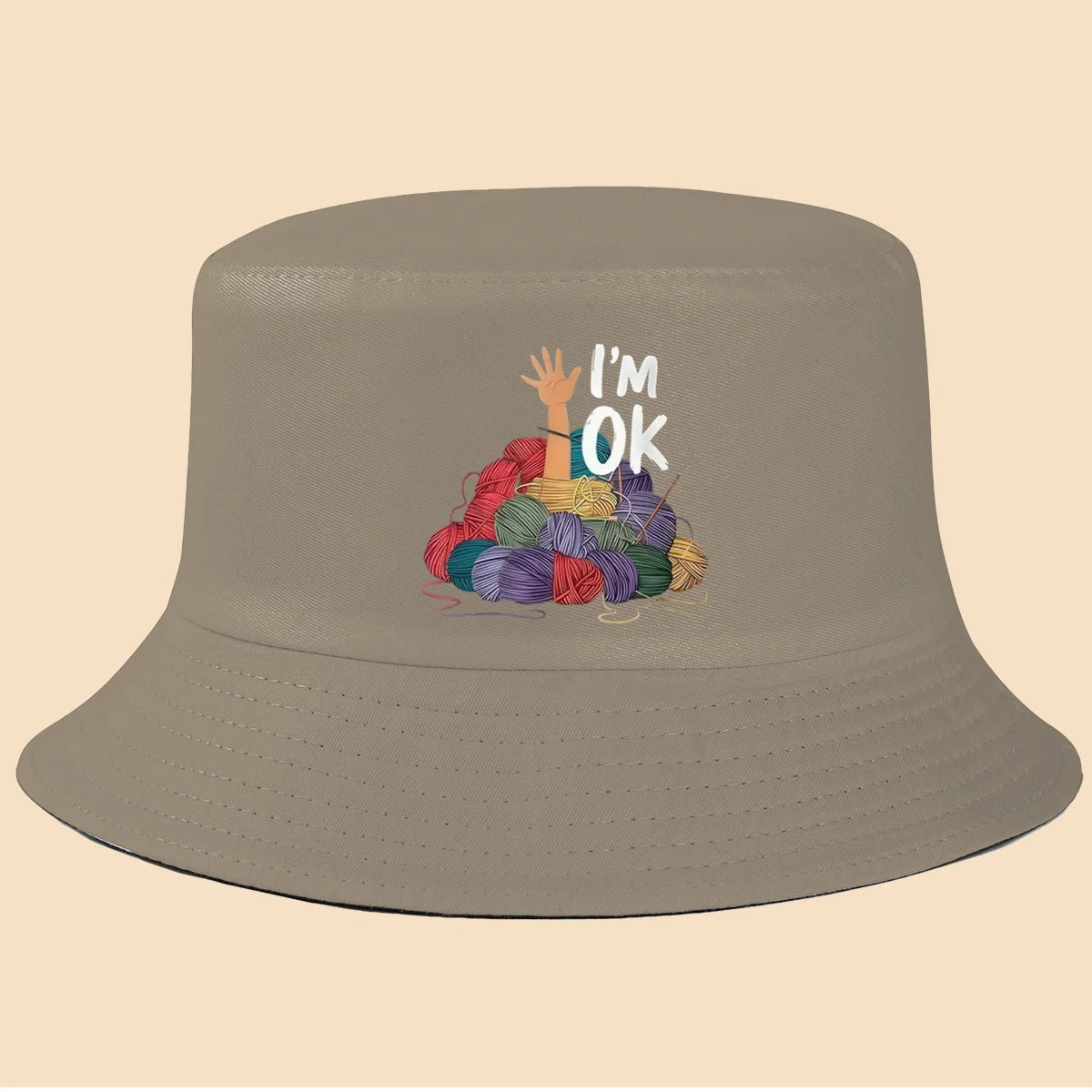 I'm Fine Text Print Bucket Hat