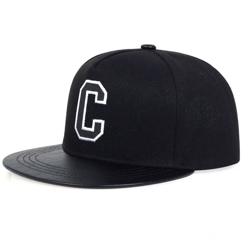 Unisex C Letter Embroidered Hip-Hop Snapback Cap