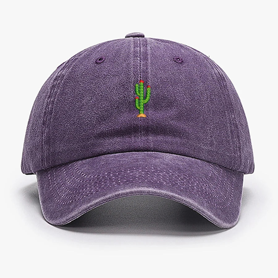 Mini Cactus Embroidery Vintage Soft Baseball Caps Men Women