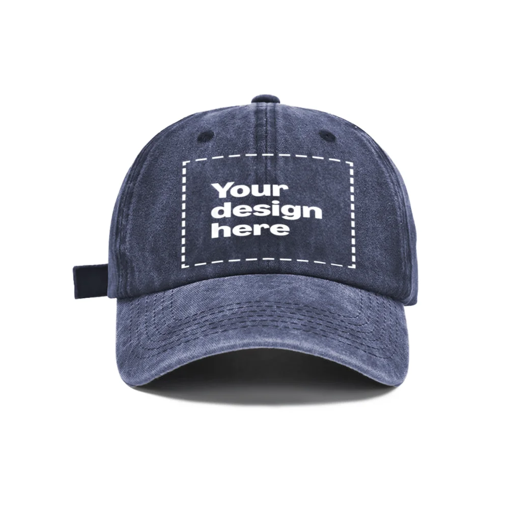 Personalized Vintage Washed Baseball Cap Custom Name Logo Text Dad Hat Adjustable Casual Hat For Men Women Printed In USA