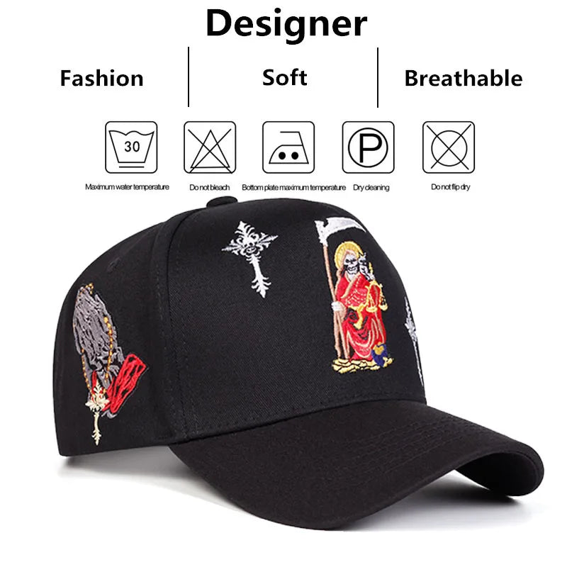 Unisex Gothic Cross Embroidery Baseball Caps