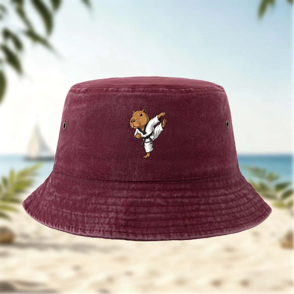 Printed Capybara Casual Bucket Hat