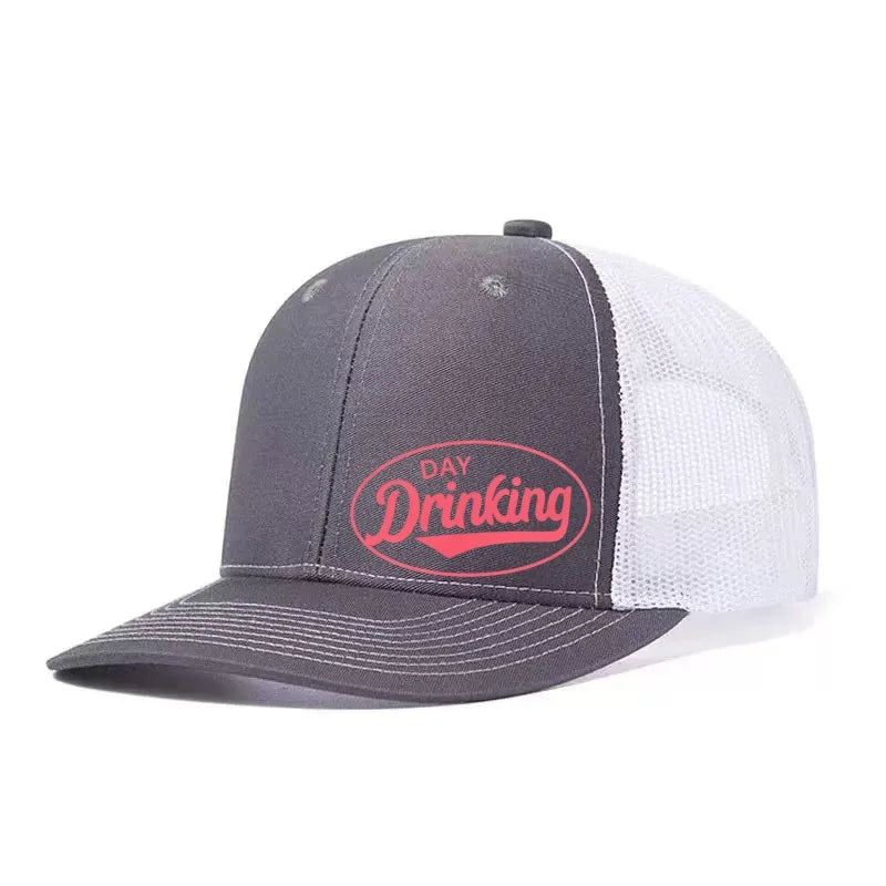 Day Drinking Printed Mesh Trucker Snapback Cap