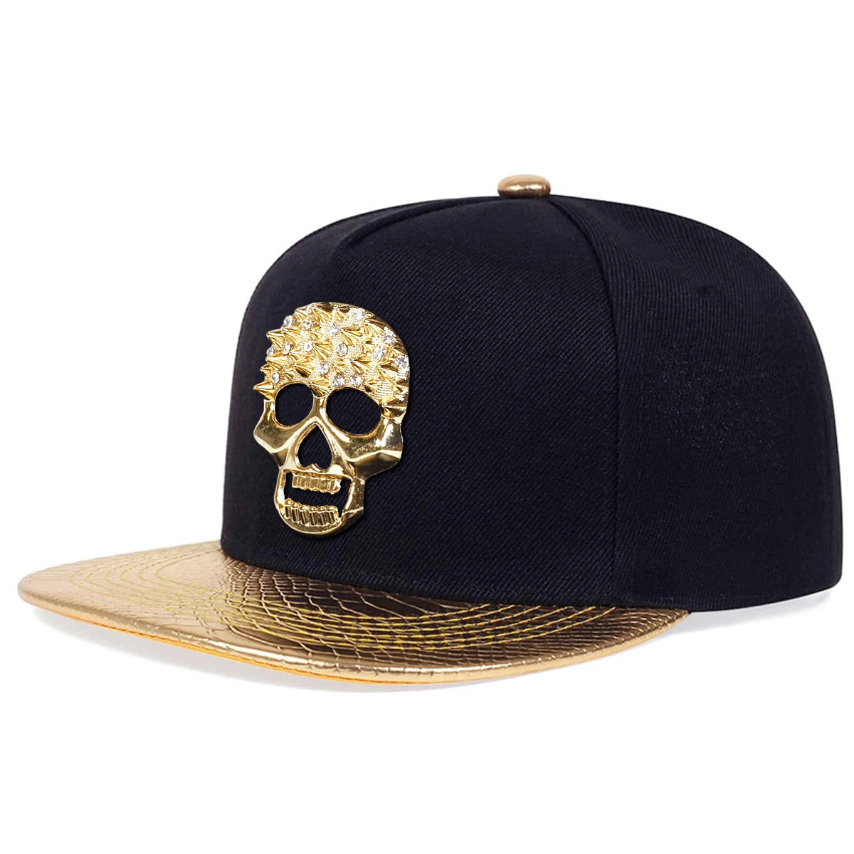Skeleton Rhinestone Patch Adjustable Hip-Hop Snapback cap