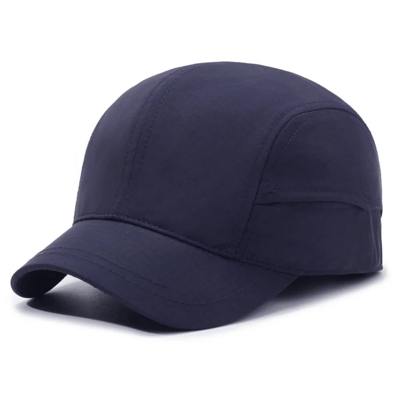 Short Brimmed Solid Color Baseball Cap Lightweight Quick Dry Polyester Adjustable Buckle Closure Sun Protection Breathable Brim