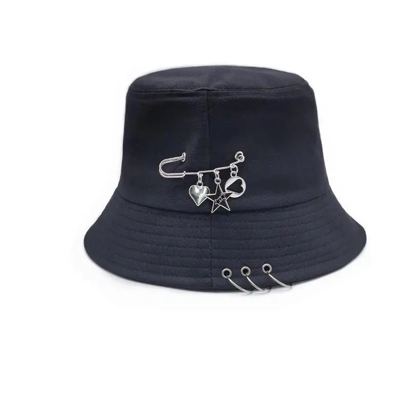 Bucket Hat Women Men Unisex Folding Fisherman Hat Black