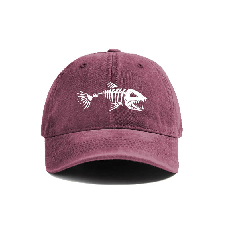 Fishbone Baseball Cap Summer Distressed Dad Hats