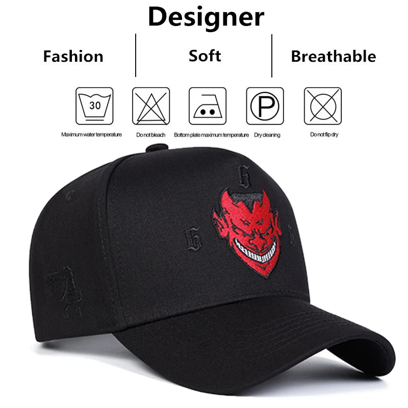 Unisex Red Face Grimace Embroidery Baseball Caps Spring