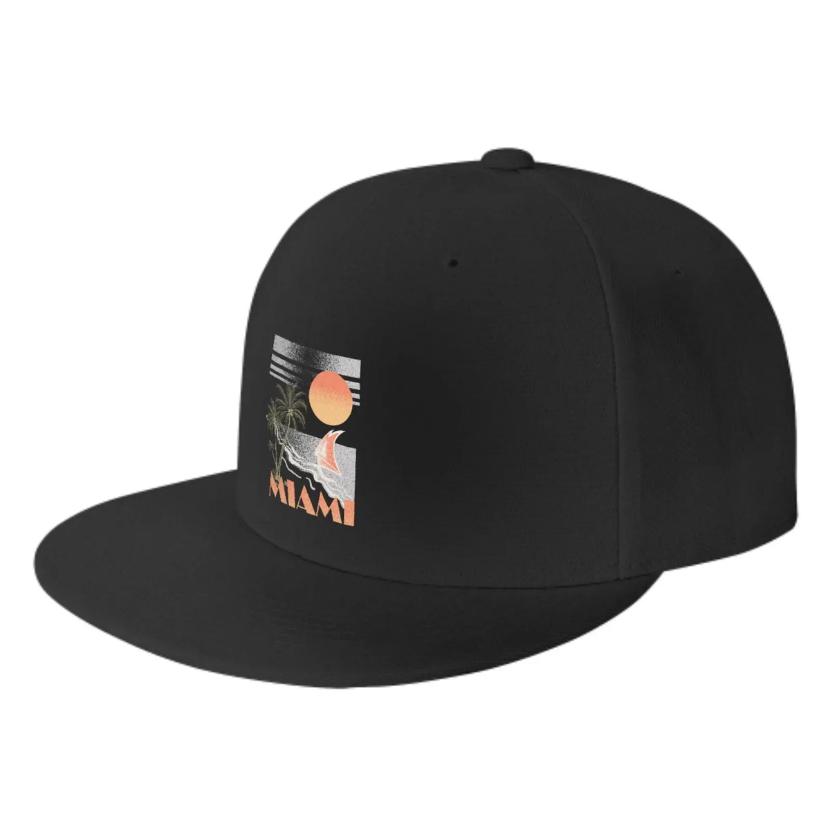 Miami Sunshine Retro Black Snapback Cap