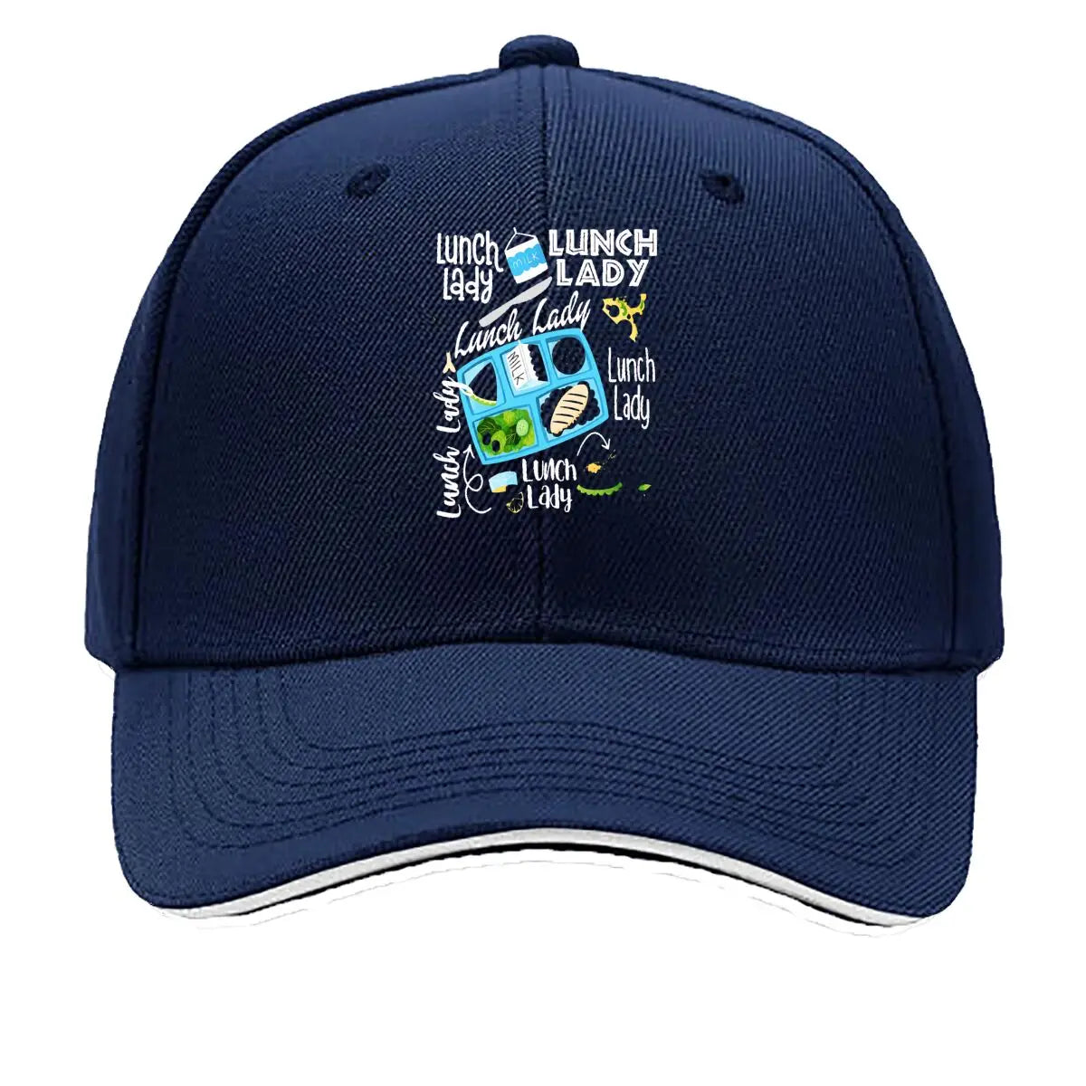 Milk Lunch Lady School Cafeteria Tray Food Graphic Sandwich Baseball Cap
