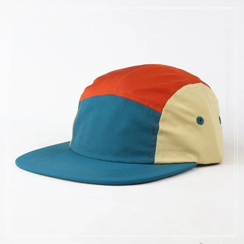 Japanese 5 Panel Color Blocking Baseball Caps Quick Drying Short Brim Hat Unisex Summer Outdoor Sunscreen Versatile Snapback Cap