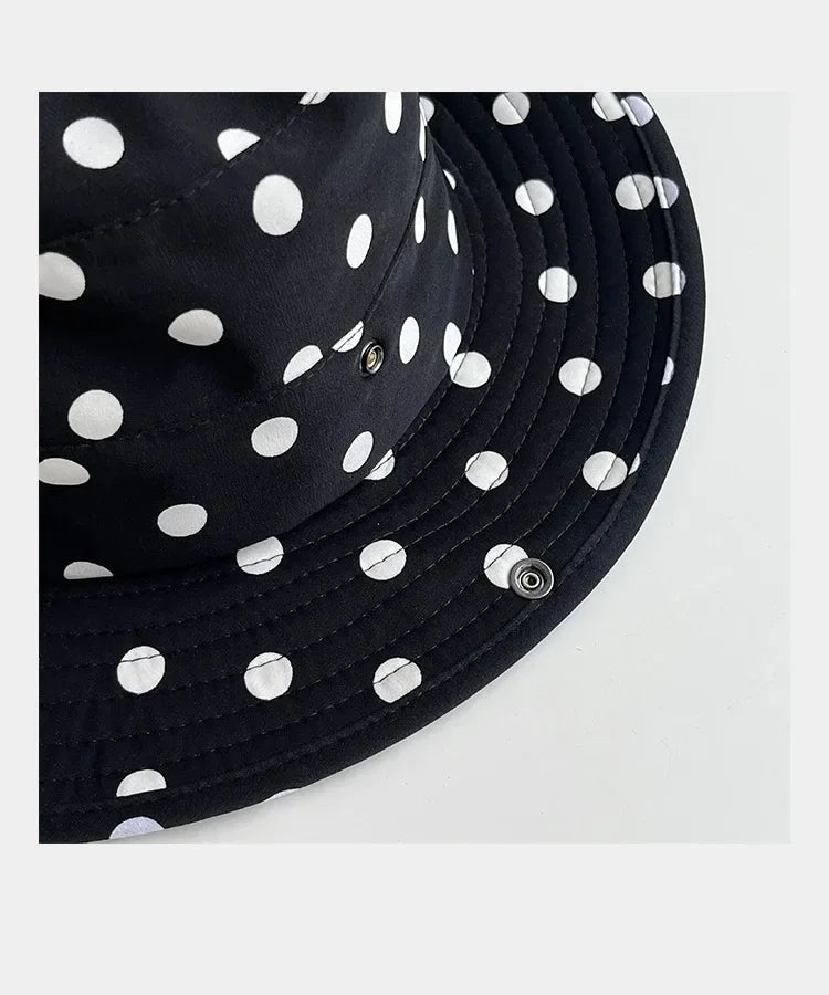 Black Dot Bucket Hats Women Versatile Sweet