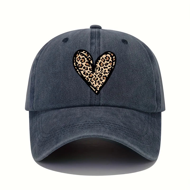 Leopard Heart Print Baseball Cap