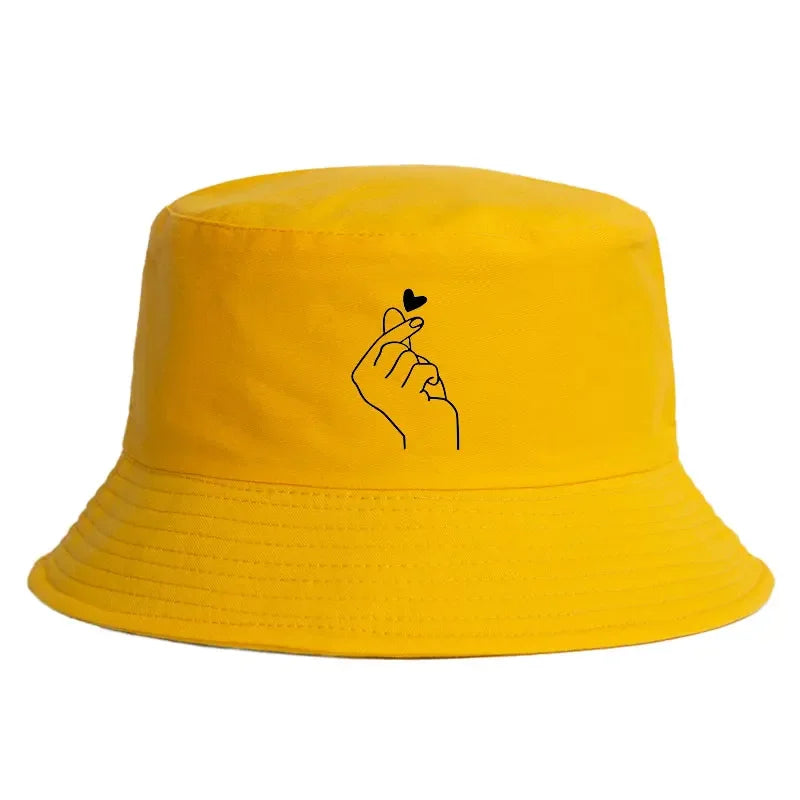 Korean Heart Sign Reversible Bucket Hat