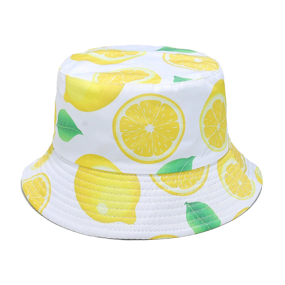Reversible Lemon Fruit Print Bucket Hat