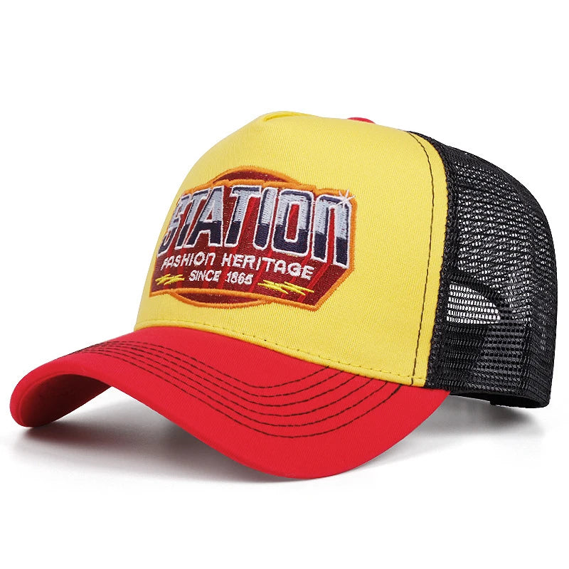 New STATION 1865 Truck Hat Men's Personalized Hip Hop Hat Women's Outdoor Skateboarding Hat Sunshade Baseball Hat Mesh Hat