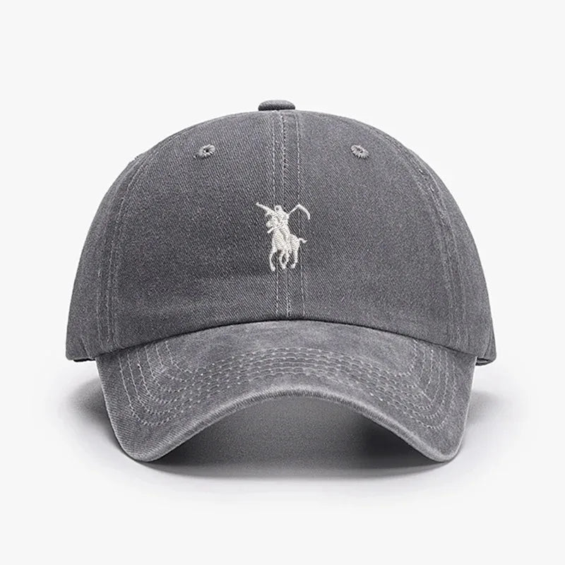 Vintage Embroidered Washed Cotton Baseball Cap