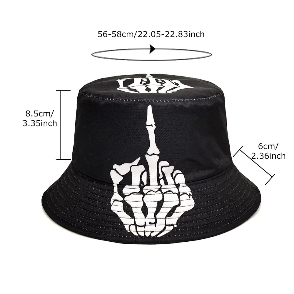 Funny Skeleton Fingers Print Bucket Hat Men Women Summer Outdoor