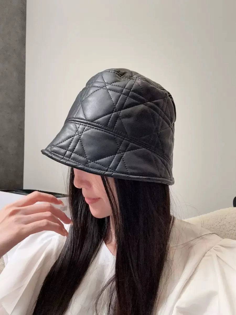 Unisex New York Leather High Quality Bucket Women Hat Size 54-58cm