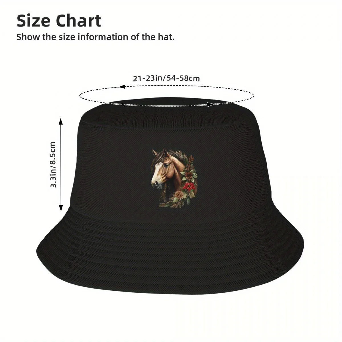 Christmas Horse Sports Print Bucket Hat Design