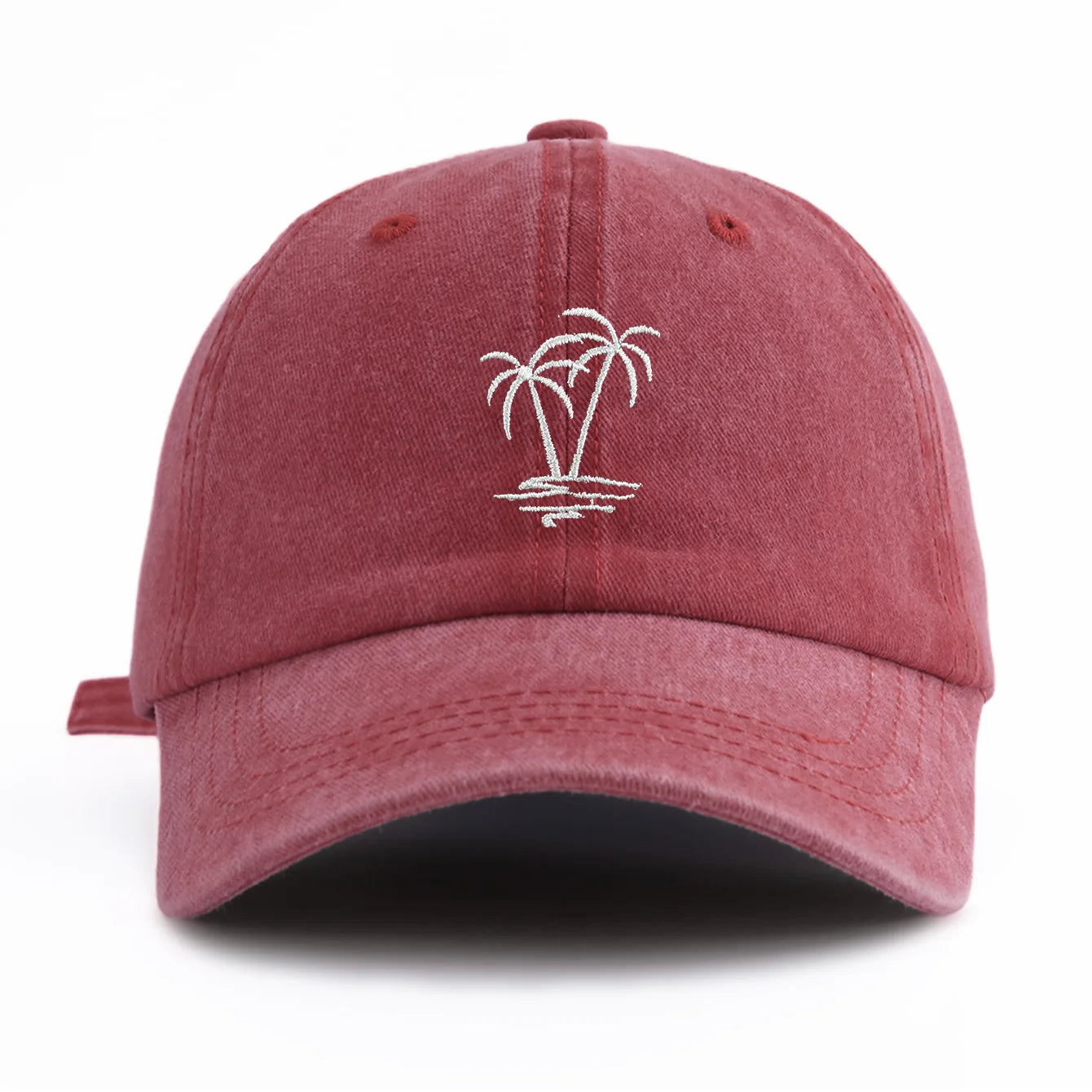 1pc Coconuttree Embroidery Washed Baseball Cap For Adults