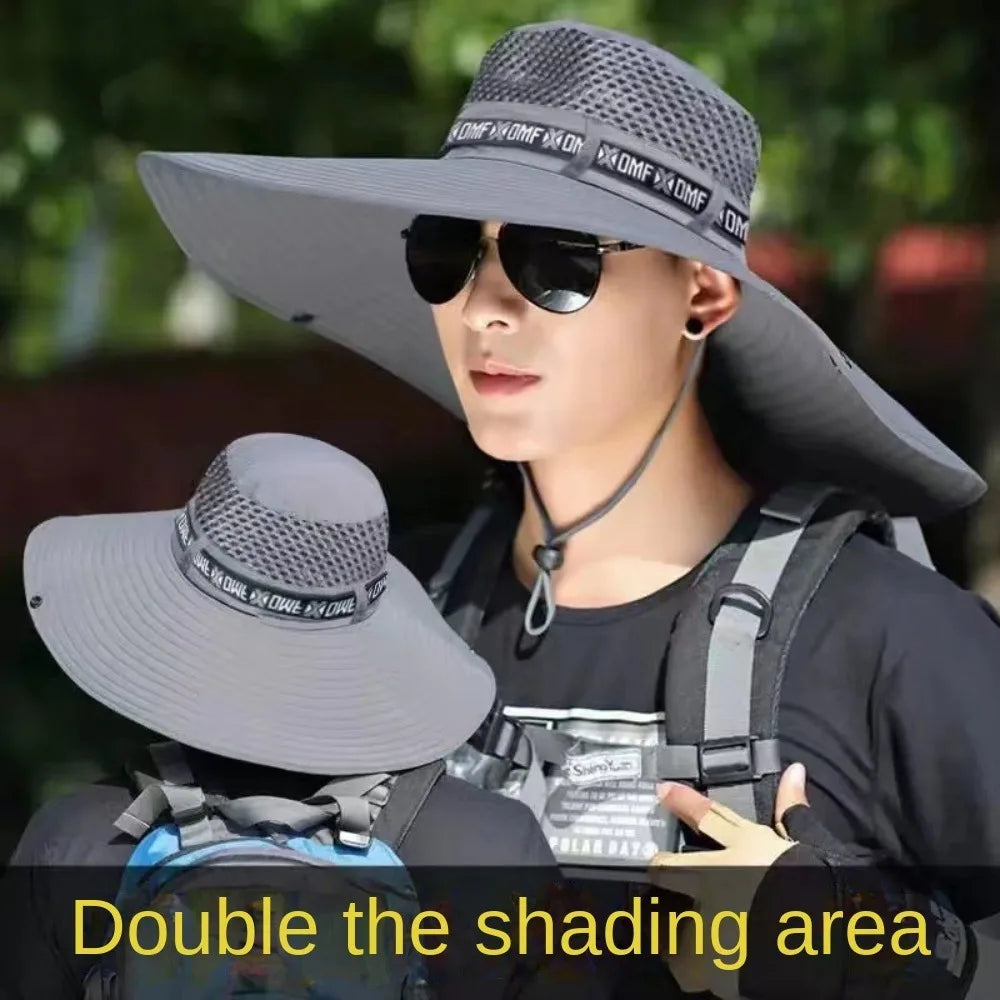 Adjustable Wide Brim UV Protection Bucket Hat With Face Mask