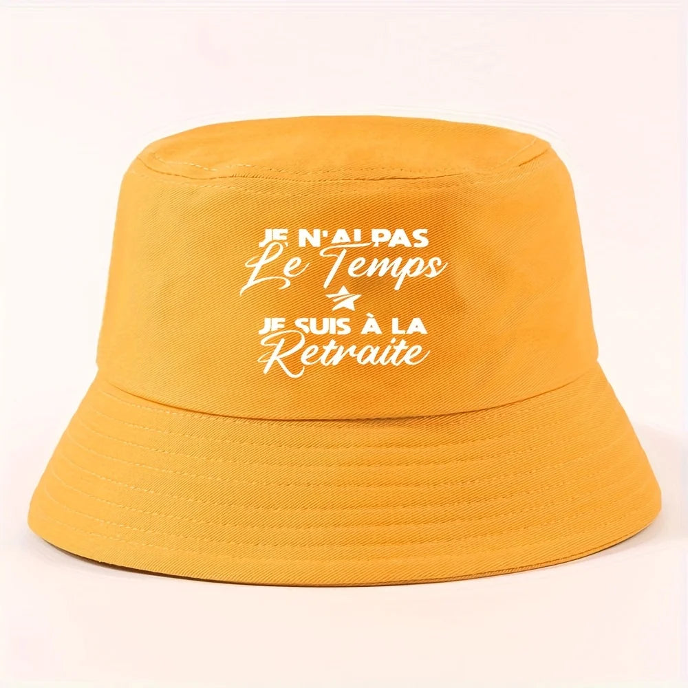 Star Text Wide-Brim Bucket Hat
