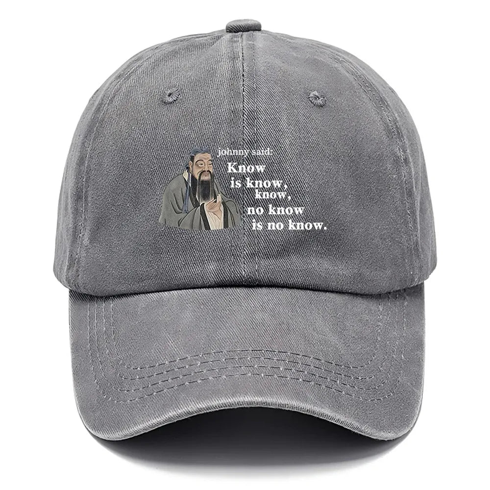 Confucius Print Washed Baseball Cap