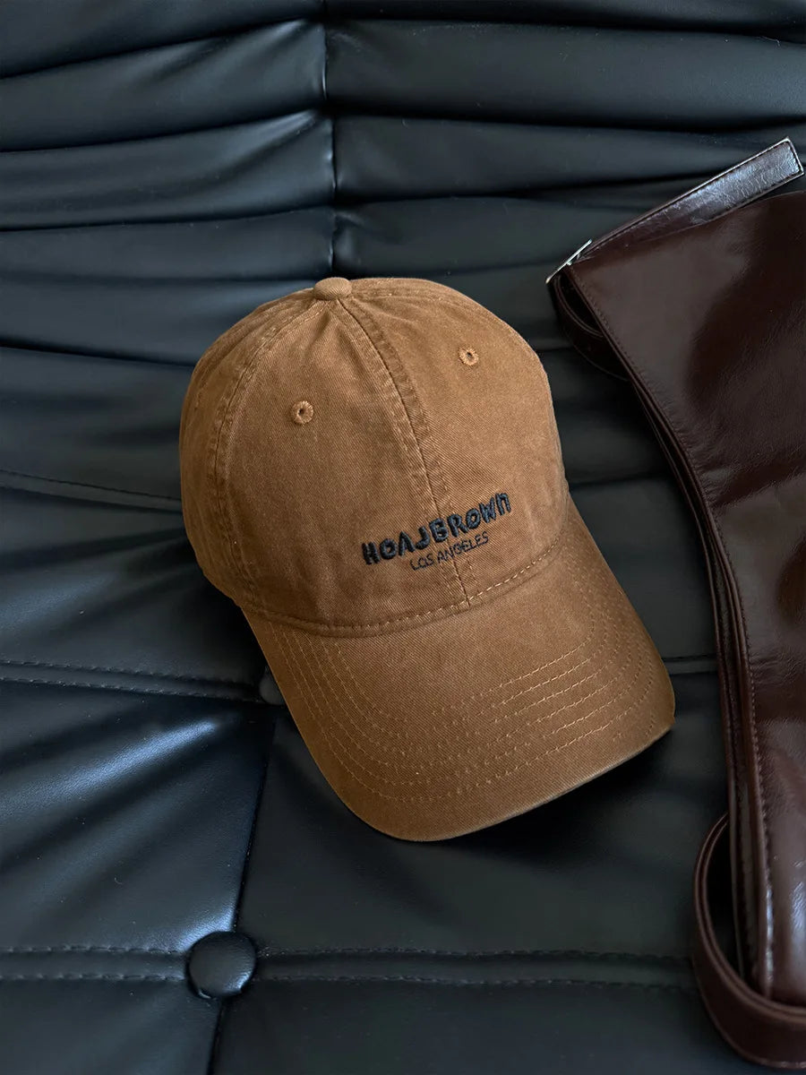 Korean Style Washed Baseball Cap With Letters