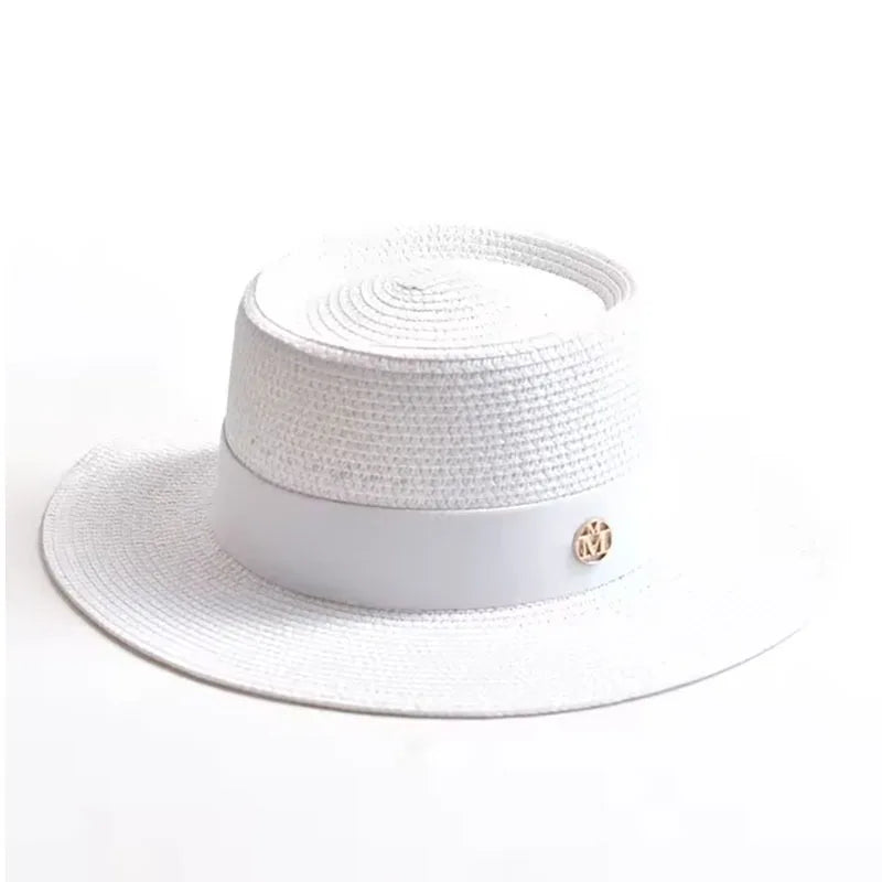 Ribbon Women's Beach Hat Summer Straw Sun Hats Size 56-58cm