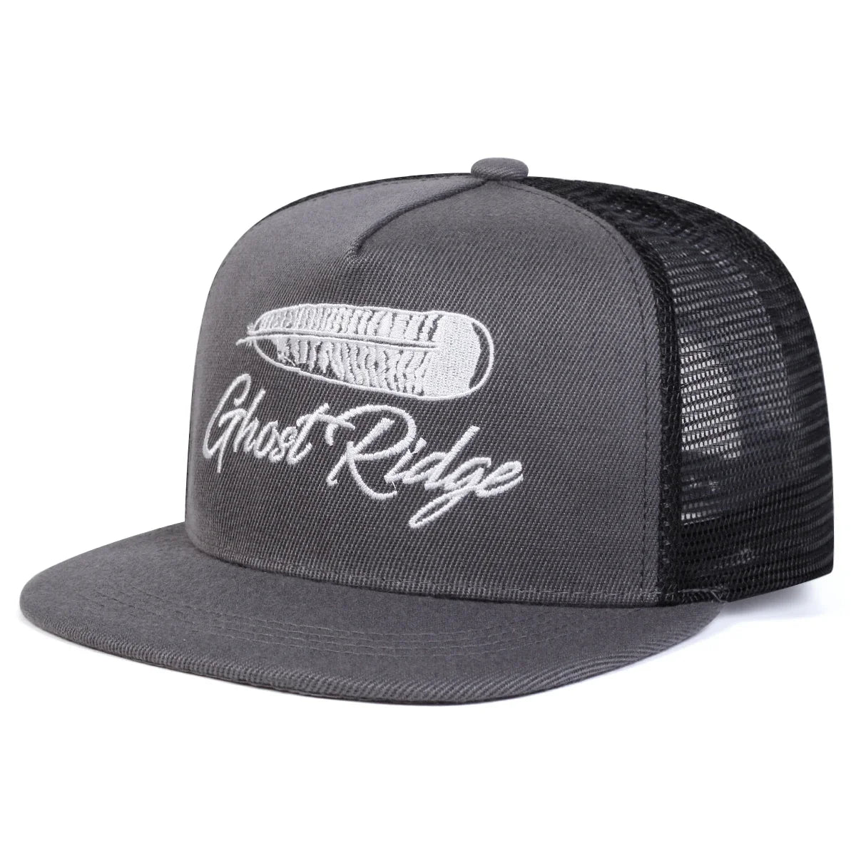 Ghost Ridge Letter Embroidered Mesh Snapback Cap