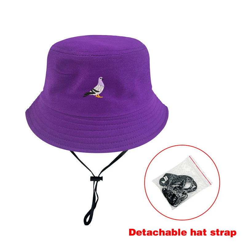 Embroidered Pigeon Travel Bucket Hat