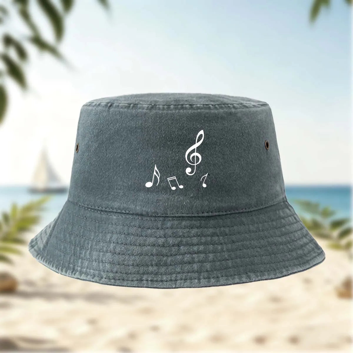Musical Note Print Bucket Hat Classic Style