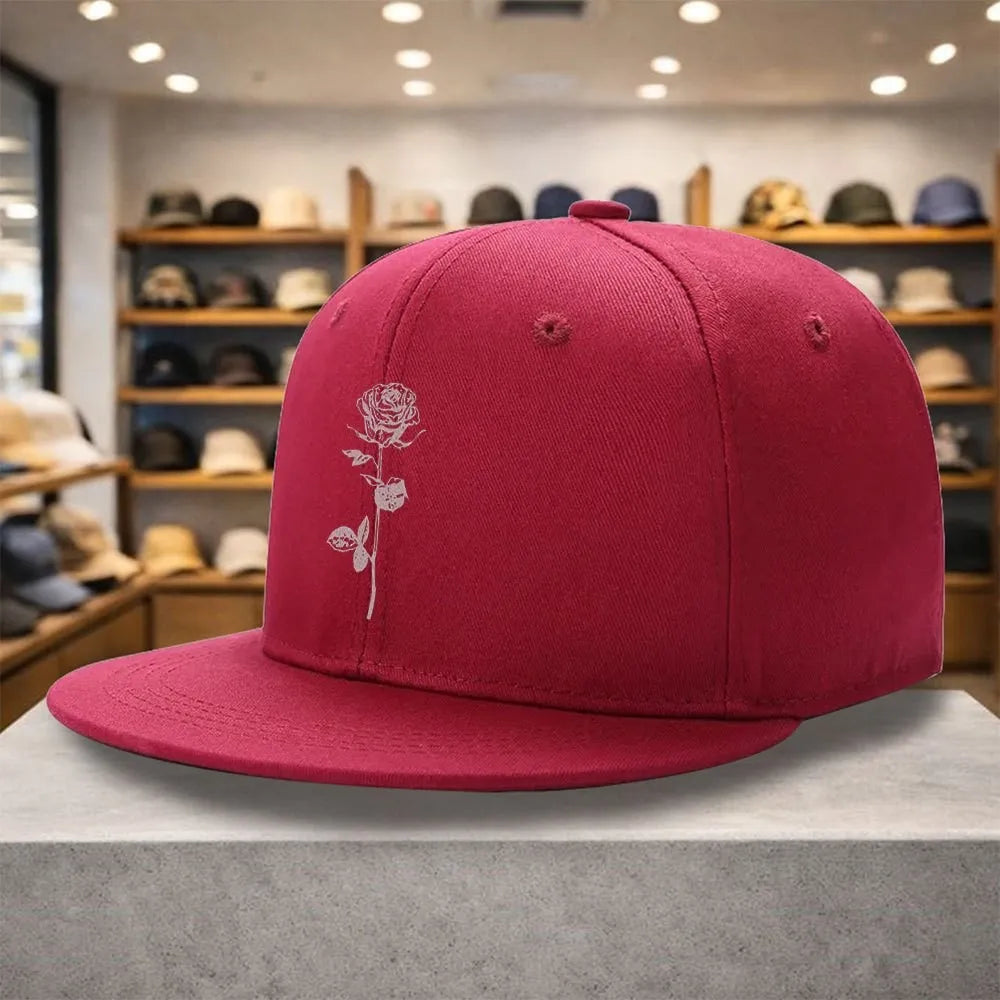 Rose Line Art Snapback Cap