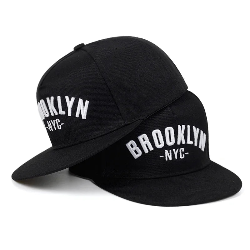 Brooklyn Letter Embroidered Cotton Snapback Cap