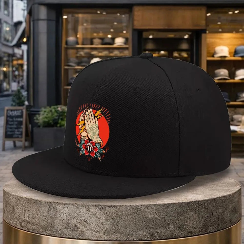 Praying Hands Lightning Rose Snapback Cap