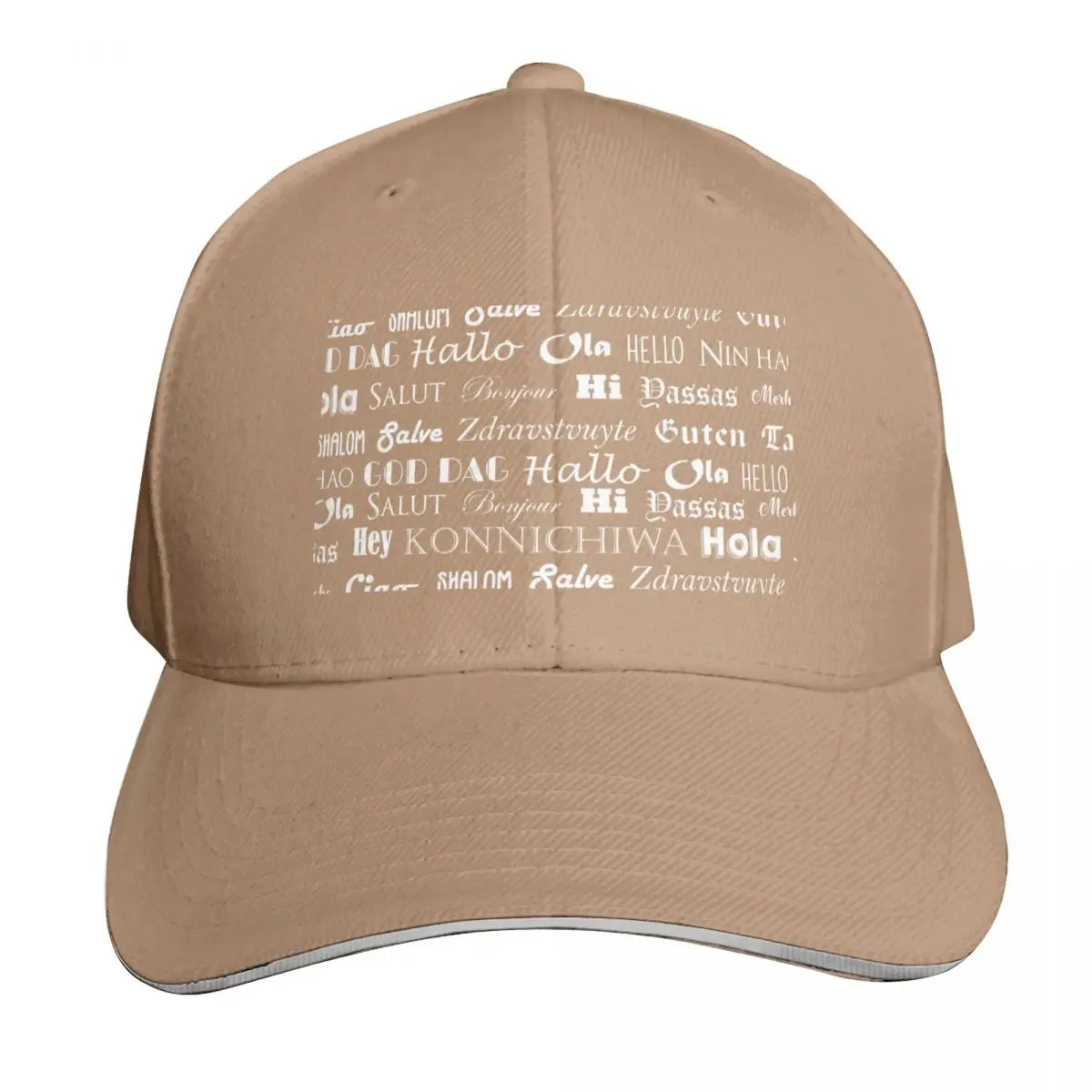Hello Multiple Languages Cotton Twill Snapback Baseball Cap